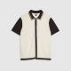 RI CREAM COLOUR BLOCK SHORT SLEEVE KNIT SHIRT
