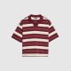 RI RED OVERSIZED FIT STRIPE OPEN NECK POLO SHIRT
