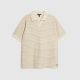 RI CREAM SLIM FIT CROCHET OPEN NECK POLO SHIRT