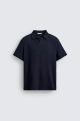 ZARA RELAXED FIT TEXTURED POLO SHIRT NAVY