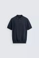 ZARA REGULAR FIT KNIT POLO SHIRT NAVY