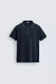 ZARA RGULAR FIT RIBBED POLO SHIRT NAVY