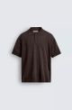ZARA REGULAR FIT KNIT POLO SHIRT BROWN