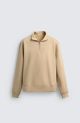 ZARA BASIC QUARTER ZIP SWEATSHIRT BEIGE
