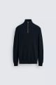 ZARA PURL KNIT QUARTER ZIP JUMPER BLUE