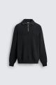 ZARA PURL KNIT QUARTER ZIP JUMPER BLACK