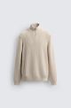 ZARA PURL KNIT QUARTER ZIP JUMPER BEIGE