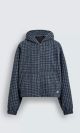 ZARA EMBROIDERED HOODED CHECK JACKET