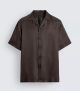 ZARA SATIN RELAXED FIT SHIRT BROWN