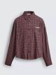 ZARA EMBROIDERED CHECK FLANNEL SHIRT MAROON
