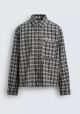 ZARA EMBROIDERED CHECK FLANNEL SHIRT GREY