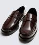 ZARA BROWN LEATHER PENNY LOAFER