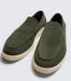 ZARA CASUAL LEATHER LOAFERS GREEN