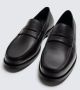 ZARA LEATHER PENNY LOAFERS BLACK