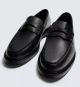 ZARA  BLACK LEATHER PENNY LOAFERS