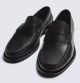 ZARA BLACK LEATHER PENNY LOAFERS BLACK