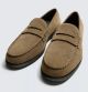 ZARA LEATHER PENNY LOAFERS DARK SUEDE