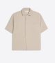 BERSHKA SHORT SLEEVE BOXY TAILORED FIT SHIRT BEIGE