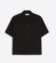 BERSHKA SHORT SLEEVE BOXY TAILORED FIT SHIRT BLACK