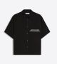 BERSHKA EMBROIDERED SHORT SLEEVE SHIRT BLACK