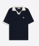 BERSHKA SHORT SLEEVE PRINT POLO SHIRT WHITE COLLAR